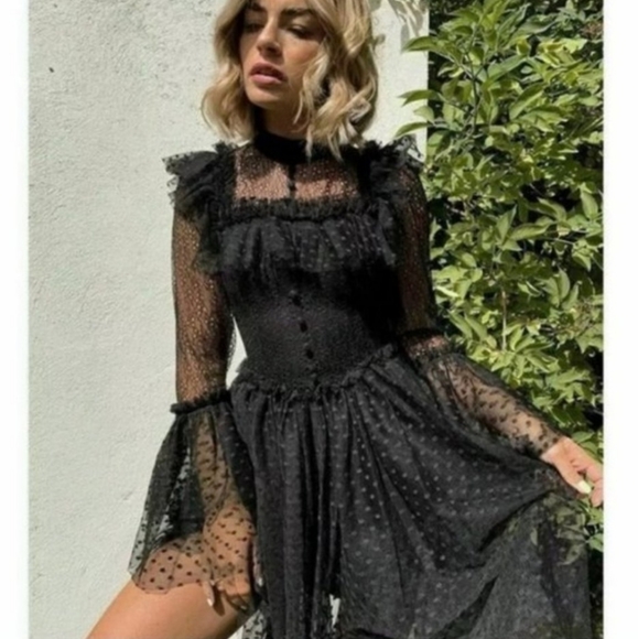 Sandra Mansour Tulle-Skirt Lace Dress - Picture 3 of 13